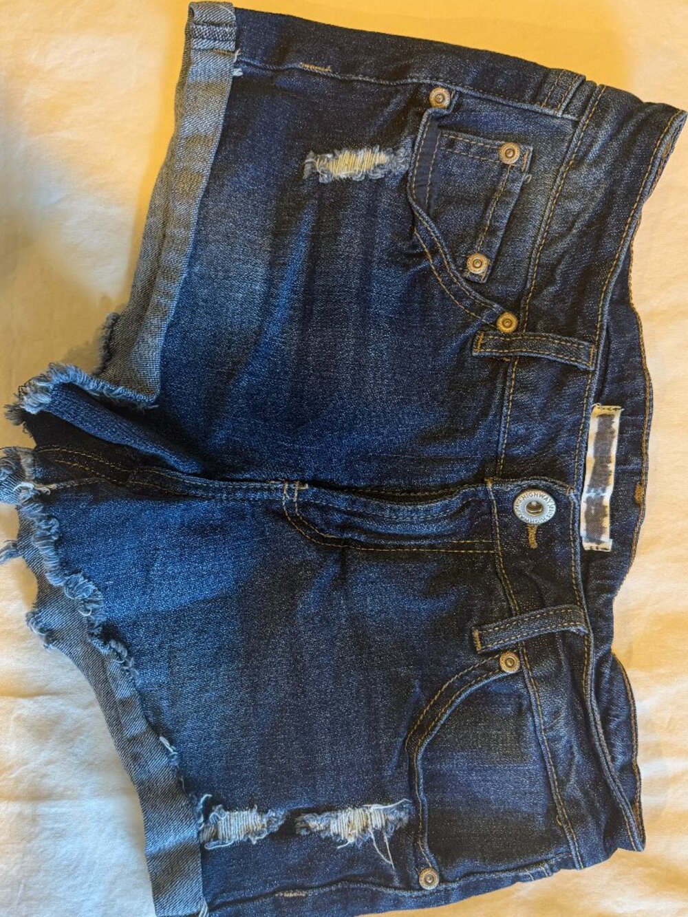 Highway Jeans Distressed Denim Shortie Shorts Size 5/6 Dark Wash